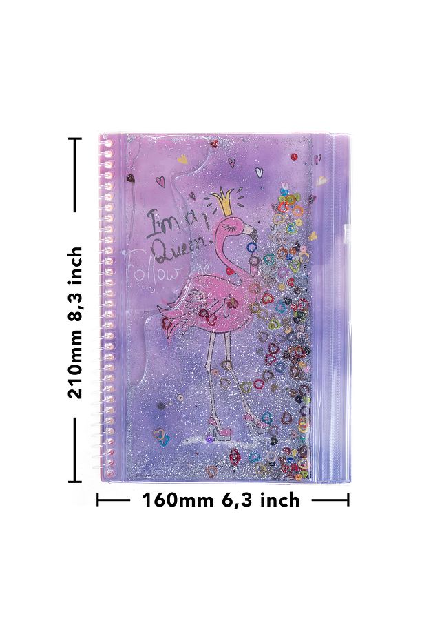 Flamingo Simli ve Sulu Kapaklı Kalem Kutulu A5 Defter - 6