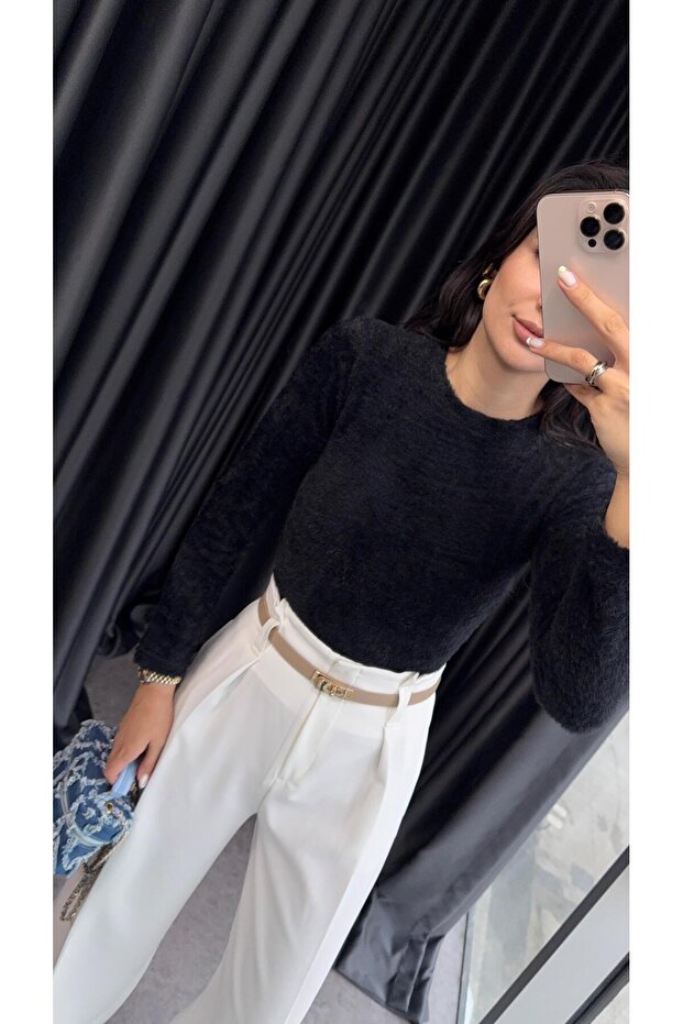 Navy Blue Bearded Basic Knitwear - 4