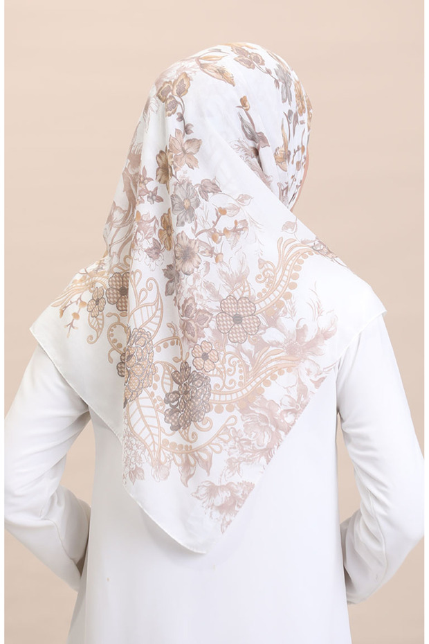 وشاح منقوش باللون البيج الكريمي - CVS-06 - 3
