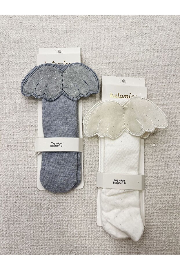 kanatlı dizaltı çorap 2li - 1