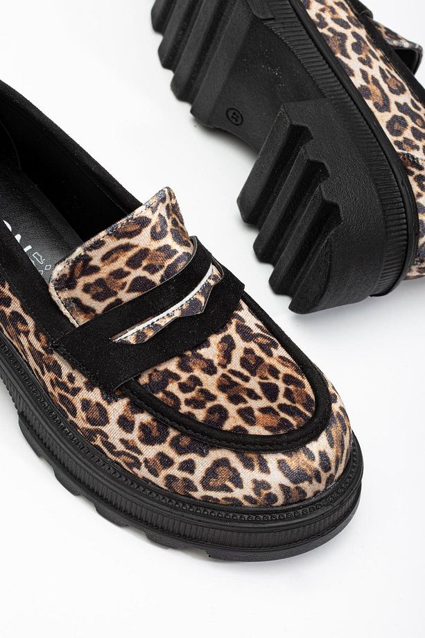 746-759 Leopar Günlük Yüksek Tabanlı Loafer Ayakkabı - 3