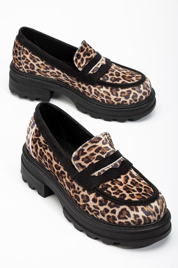 746-759 Leopar Günlük Yüksek Tabanlı Loafer Ayakkabı - 5