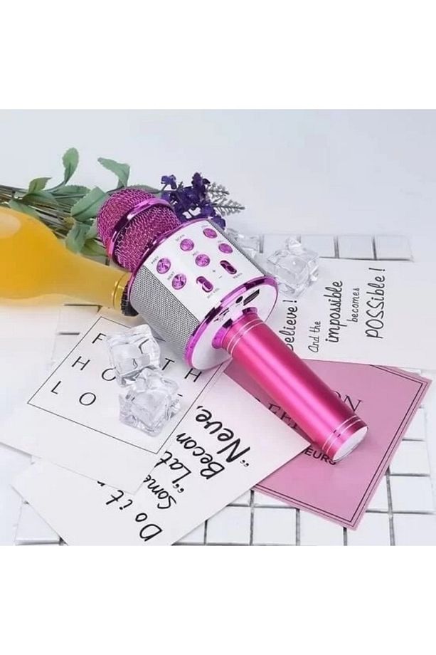 Karaoke Mikrofon Dahili Hoparlörlü USB Flash Tf Kart Destekli Ses Değiştirme Efektli Çocuk Mikrofonu - 2