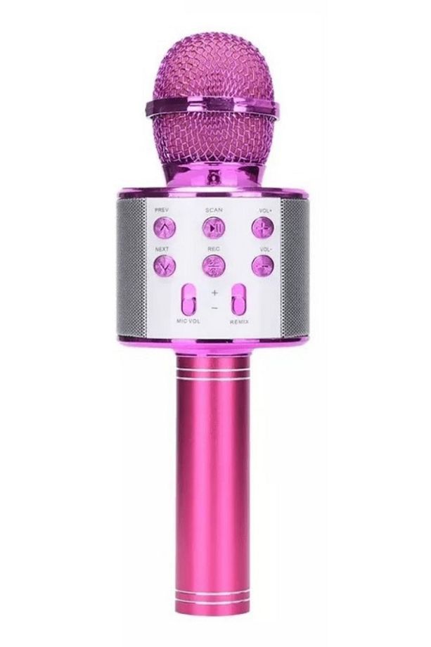 Karaoke Mikrofon Dahili Hoparlörlü USB Flash Tf Kart Destekli Ses Değiştirme Efektli Çocuk Mikrofonu - 1