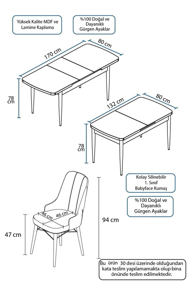 Are Serisi 80x132 Açılabilir Mdf Barok Ahşap Desenli Masa Takımı Ve 4 Krem Sandalye - 6