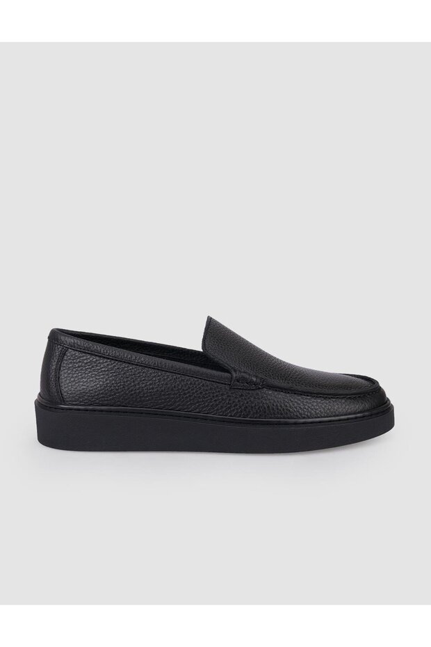 %100 Hakiki Deri Siyah Erkek Loafer - 1