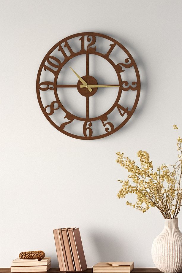 Dekoratif Yeni Modern Alhena Ahşap Duvar Saati 48cm - 3