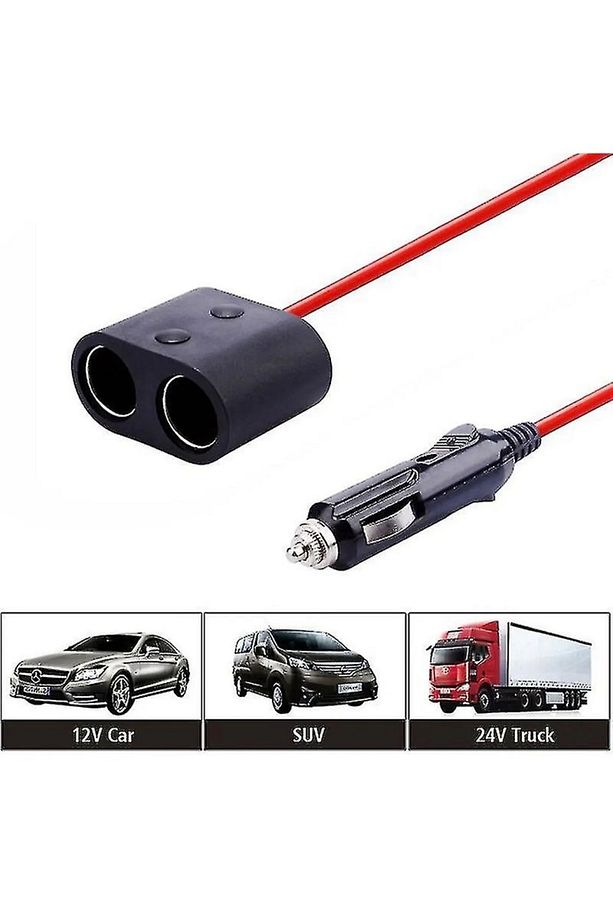 1.5 Metre Çakmak Uzatma Kablosu 2li 12v/24v Çakmak Çoklayıcı 2 Port Oto Çakmak Çoğaltıcı Kablo 2 Li - 4