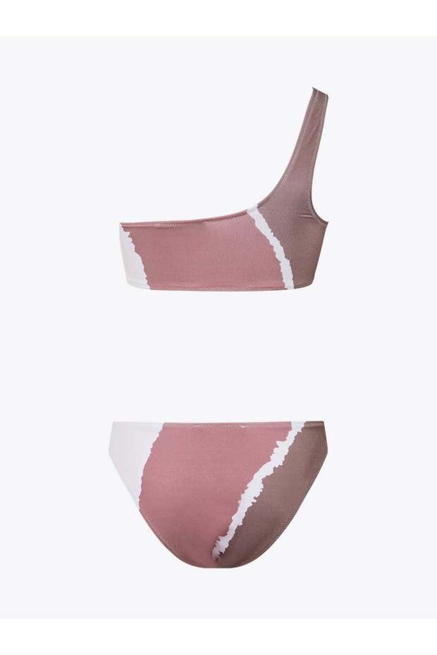 One Shoulder Brown Bikini Set - 4