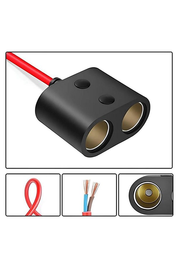 1.5 Metre Çakmak Uzatma Kablosu 2li 12v/24v Çakmak Çoklayıcı 2 Port Oto Çakmak Çoğaltıcı Kablo 2 Li - 8