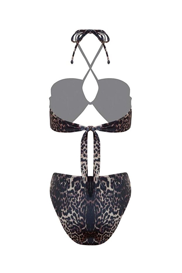 Tie-up Strapless Bikini Set - 4