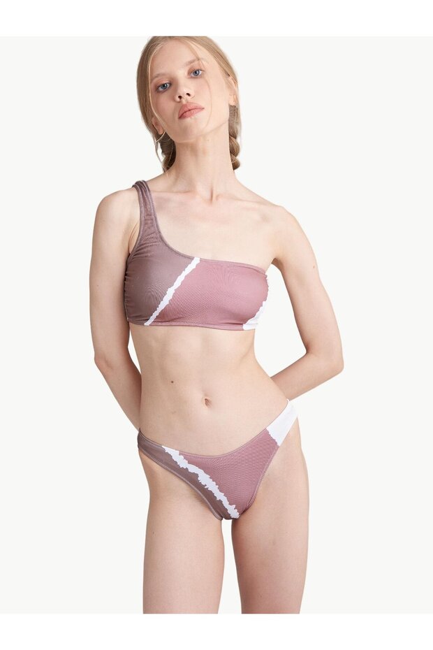 One Shoulder Brown Bikini Set - 1