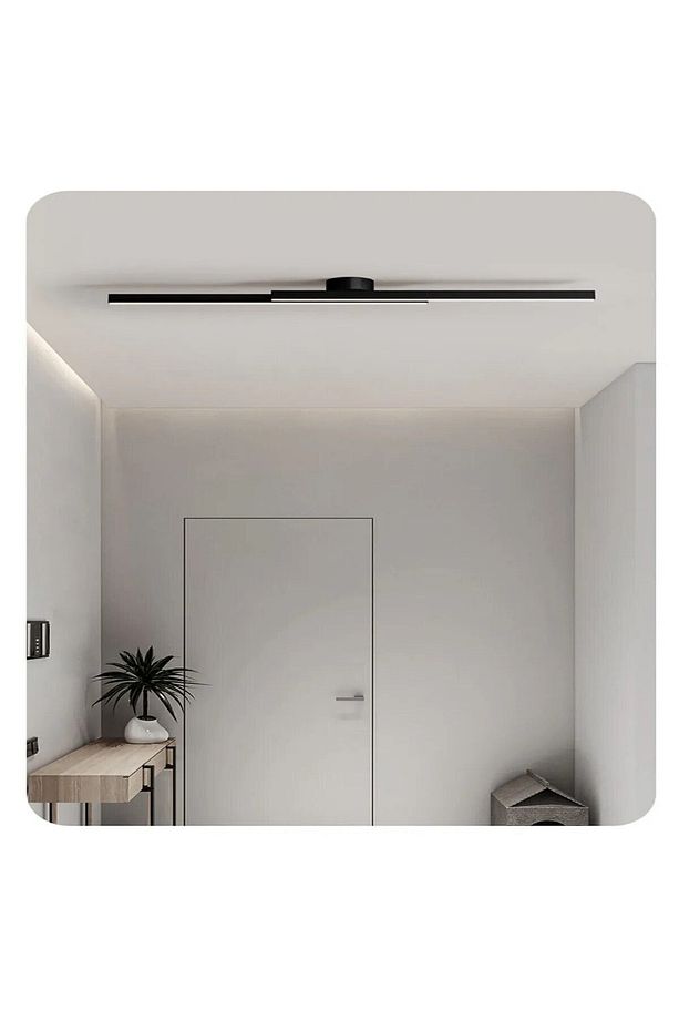 Modern Tavan Koridor Aydınlatması Çubuk Led Siyah Günışığı Lineer Avize Armatür - 3