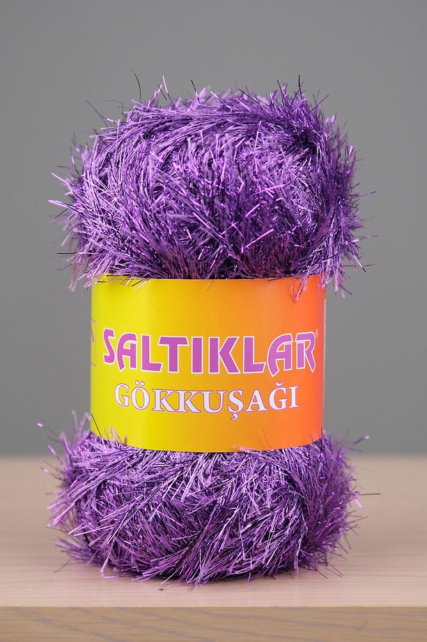 Gökküşağı Simli Yumoş Premium Simli Sakallı Ip 100gr/110m Mor-30 - 1