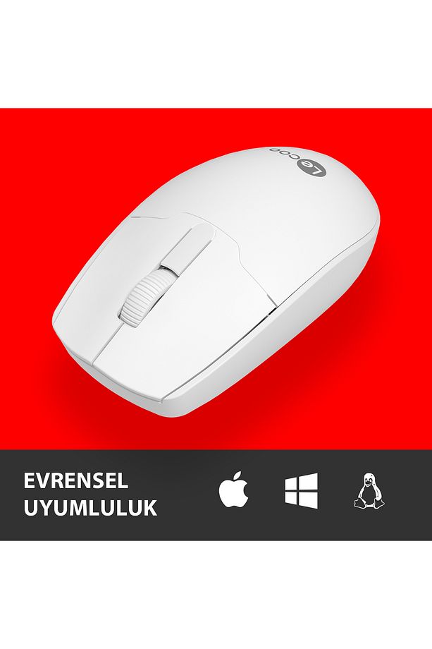 Ws204 Kablosuz 1200dpı Optik Mouse Beyaz Usb Alıcılı Ergonomik Tak Çalıştır Sessiz - 2