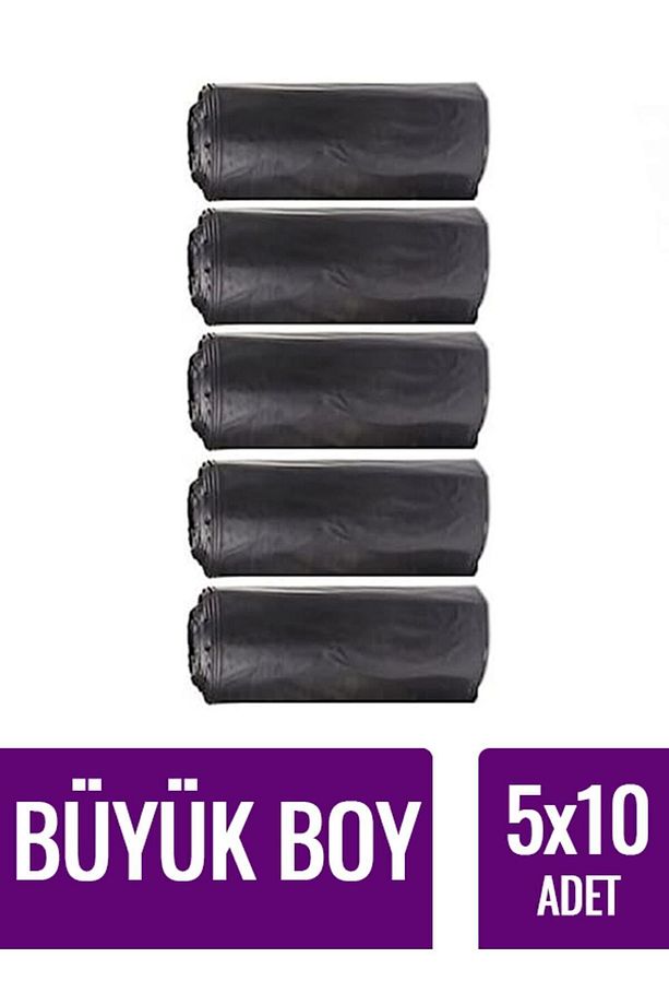 Çöp Torbası Büyük Boy 10’lu 5 Rulo Kalın 65x70 Çöp Poşeti - 3