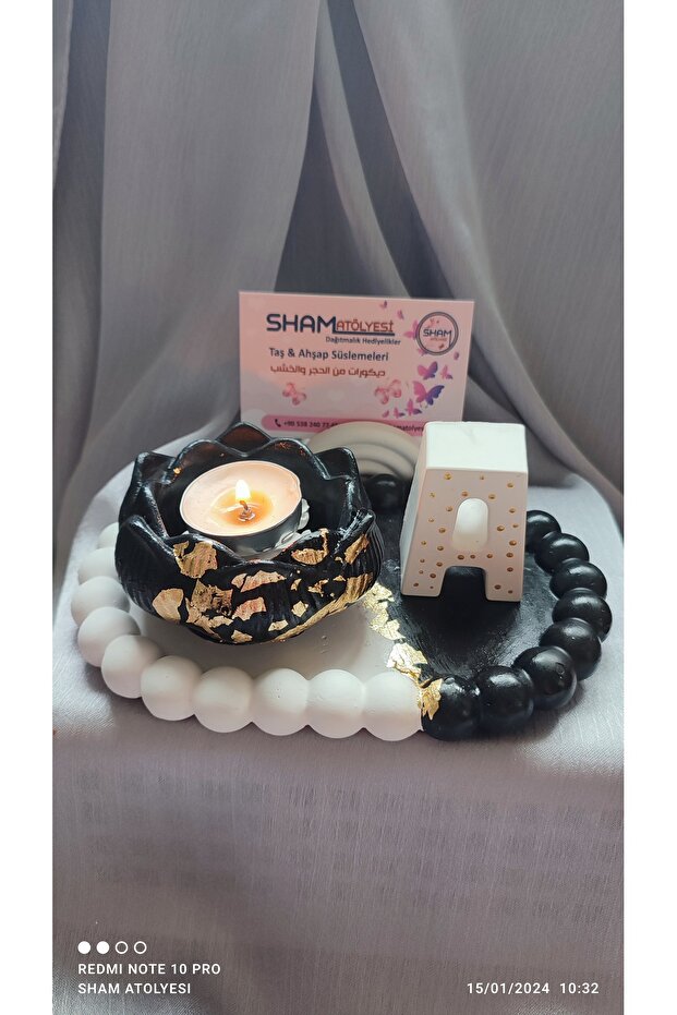 Harfli şamdan dekoru 3parça - 1