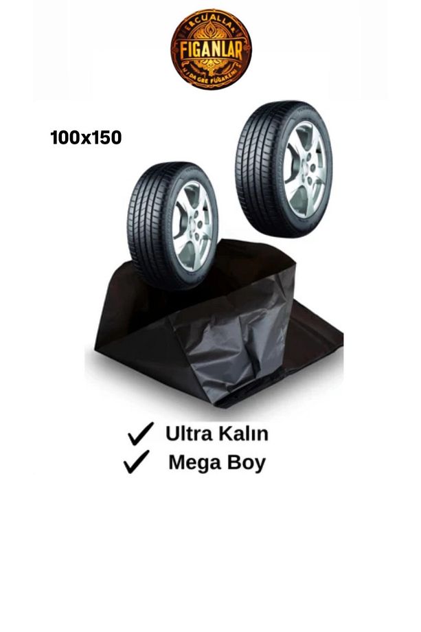 4 Adet 100x150 Ultra Büyük Boy Araba Lastik Poşeti Kış Yaz Lastiği Saklama Çöp Torbası Kalın - 3