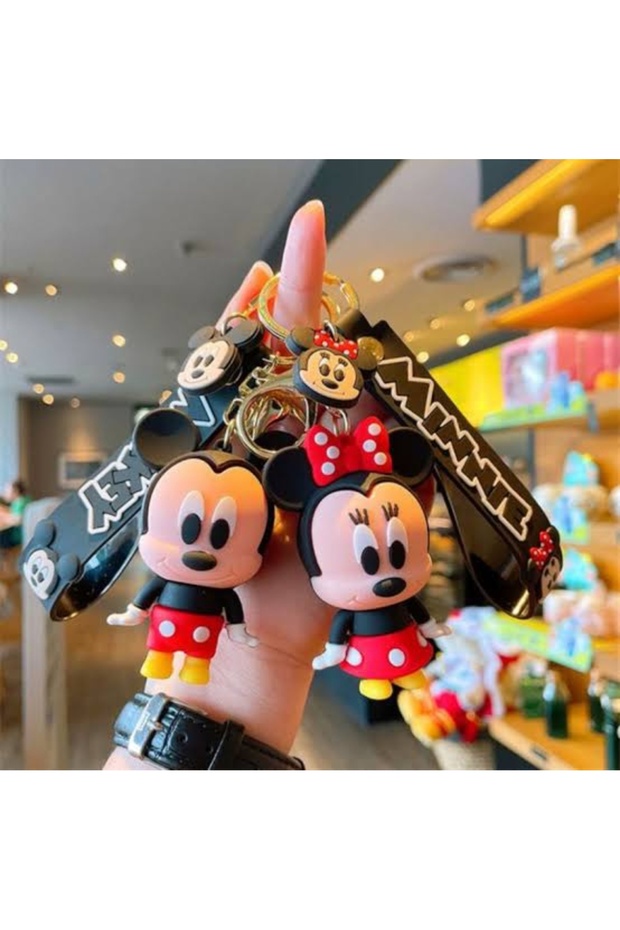 Mickey Mouse and Minnie Mouse 3D 2Pcs Keychain Bag Accessory - 1