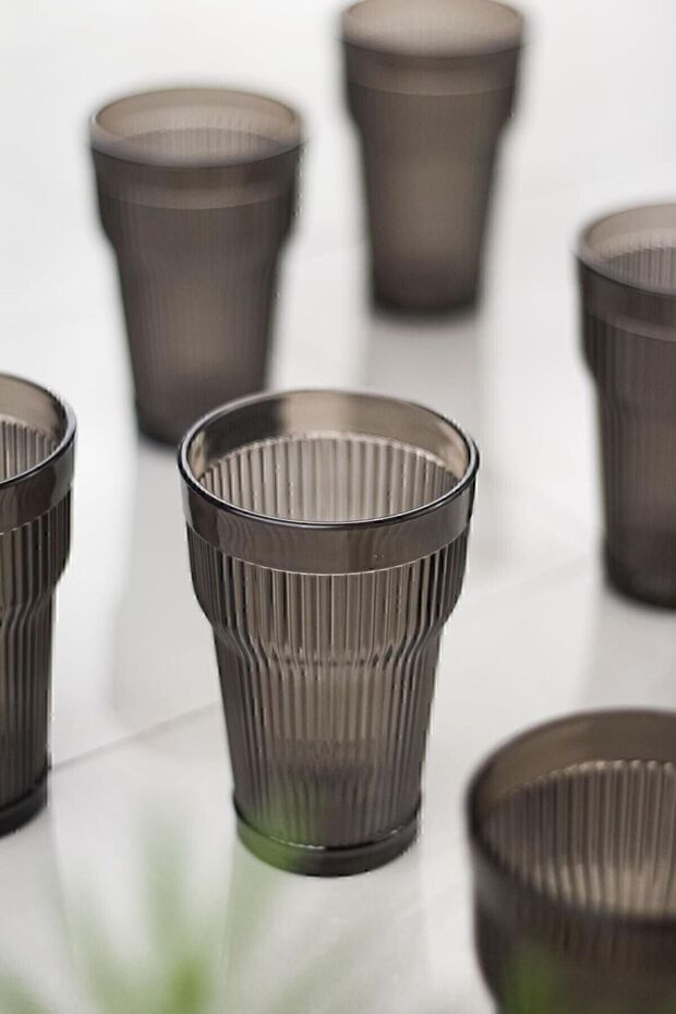 Akrilik Füme Tekli Uzun Bardak & Su Meşrubat Bardağı 400 ml ( Cam Değildir ) - 4