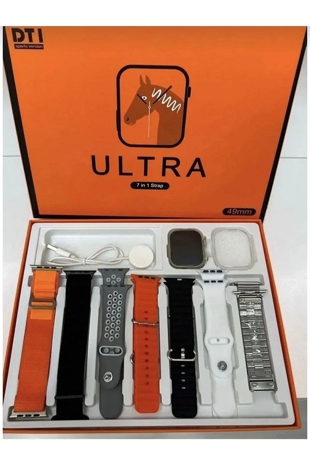 Watch 9 49mm 7 Kordon Hediyeli 7in1 Spor Sağlık Sensörlü iOS Android Uyumlu Smart Akıllı Saat - 1