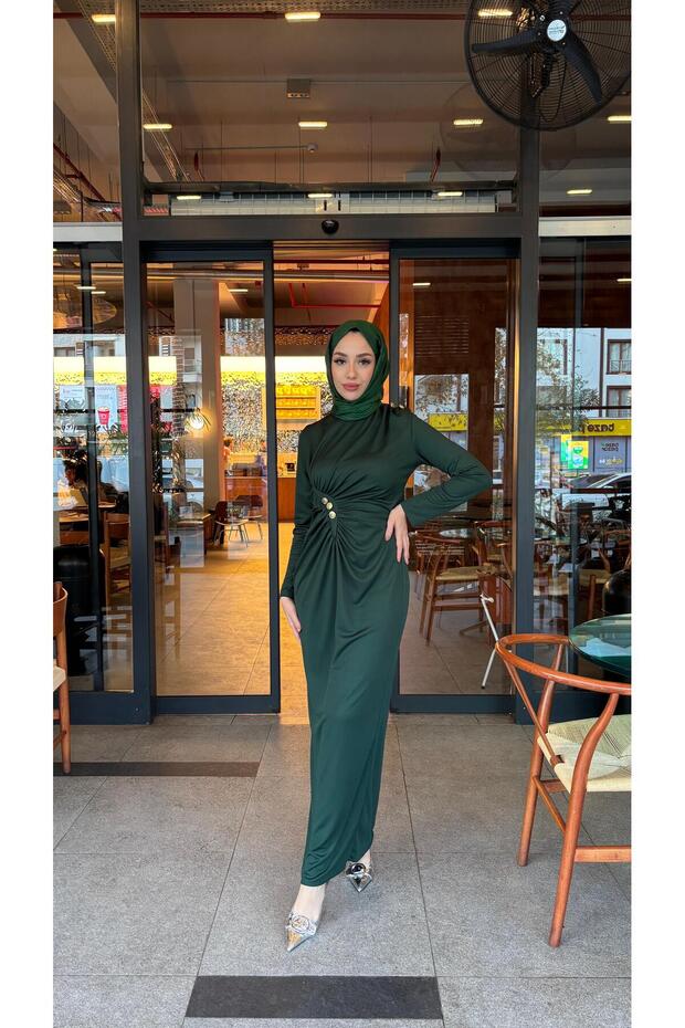 DRAPELİ ELBİSE - 4