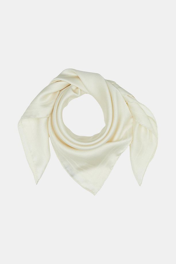 Jakarlı Twill Ipek Eşarp - Çerçeve - Krem - 1