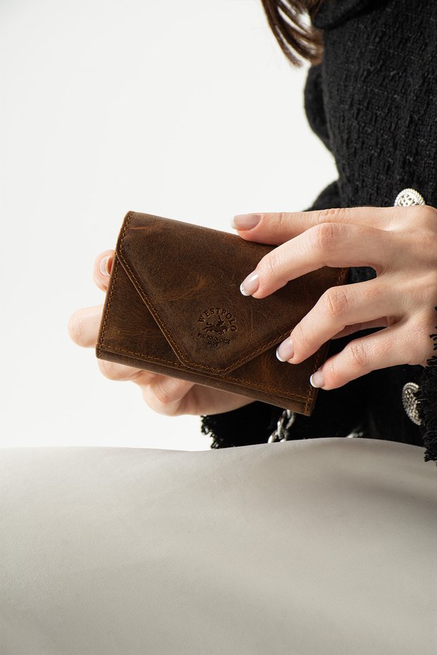 Genuine Leather Unisex Accordion Card Holder, Business Card Holder