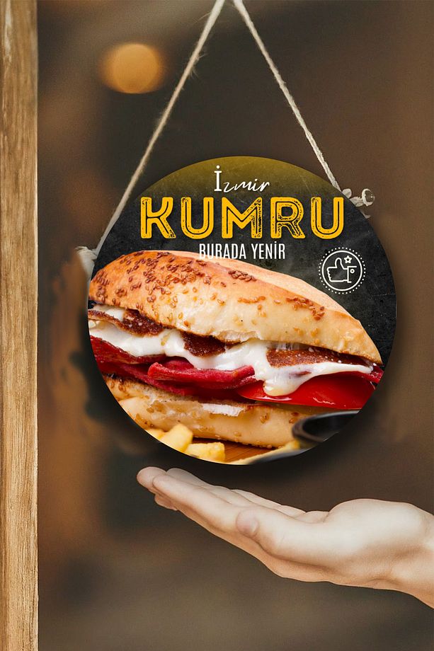 Kumru Salonu Duvar, Kapı, Tek Taraflı Askılı Pano Karşılama Tabelası, Kumru Tost Dükkanı Süs Dekoru - 2