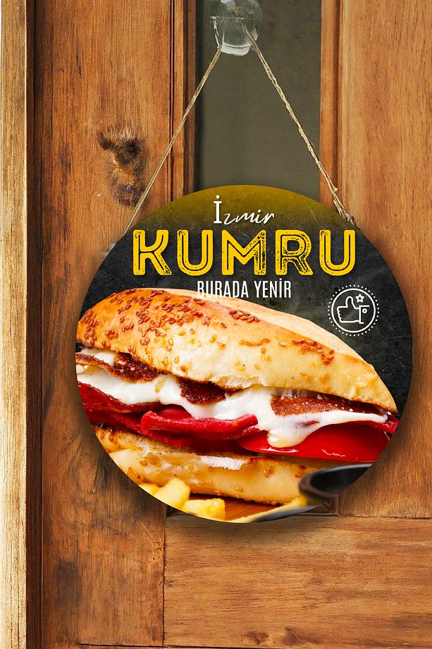 Kumru Salonu Duvar, Kapı, Tek Taraflı Askılı Pano Karşılama Tabelası, Kumru Tost Dükkanı Süs Dekoru - 1