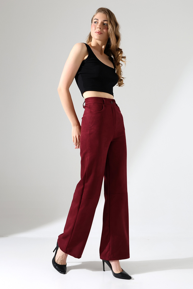 Women's Palazzo Suede Pants / Women's Wide Leg Pants