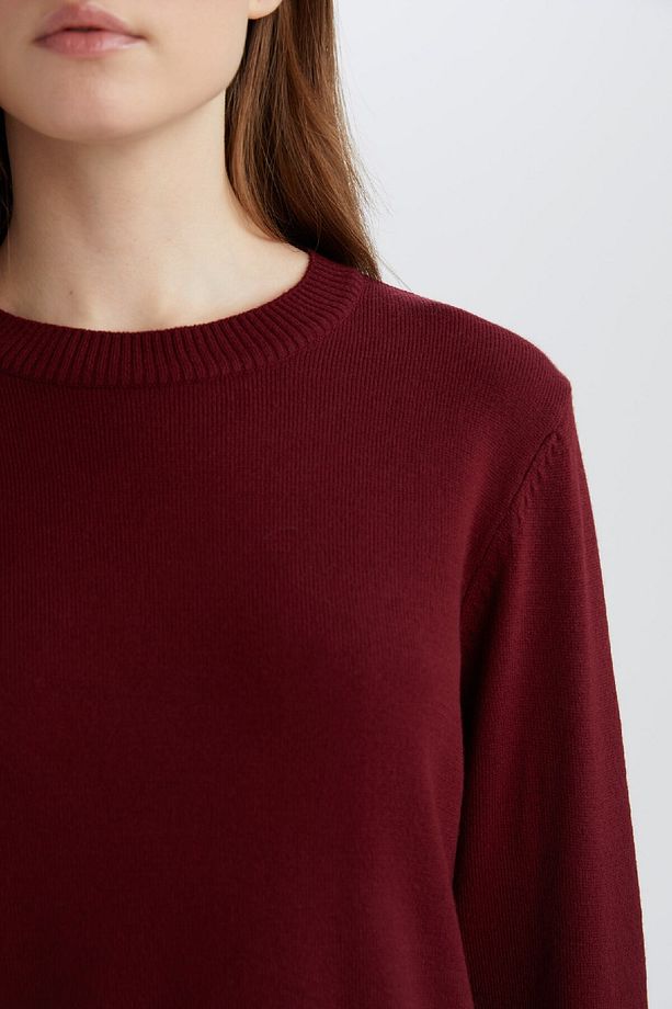 Regular Fit Bisiklet Yaka Yırtmaçlı Basic Düz Kazak Tunik H3431AZ24AU - 4