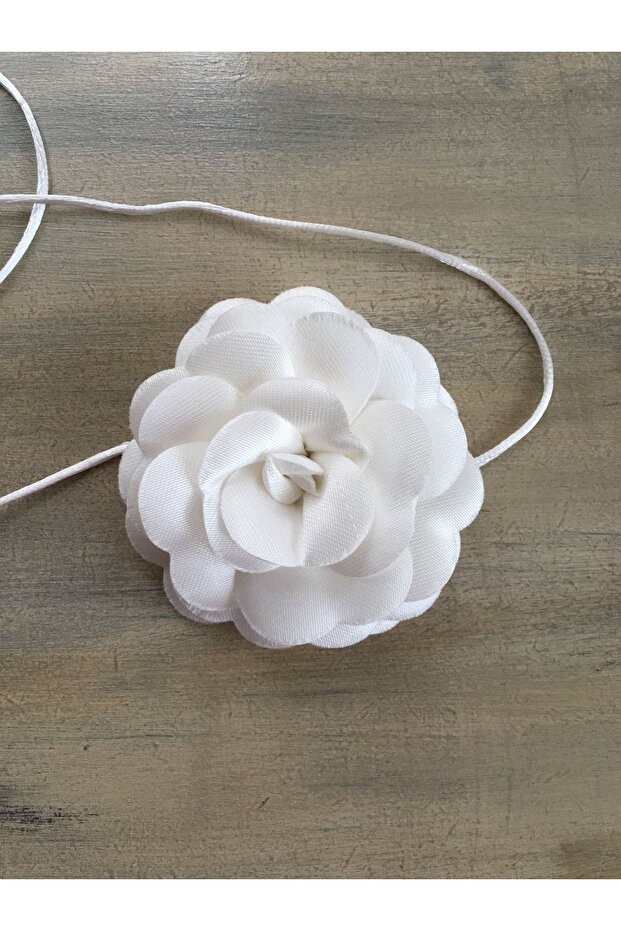 Kolye/choker Kolye/bağcıklı Saten Gül Kolye (EKRU) - 4