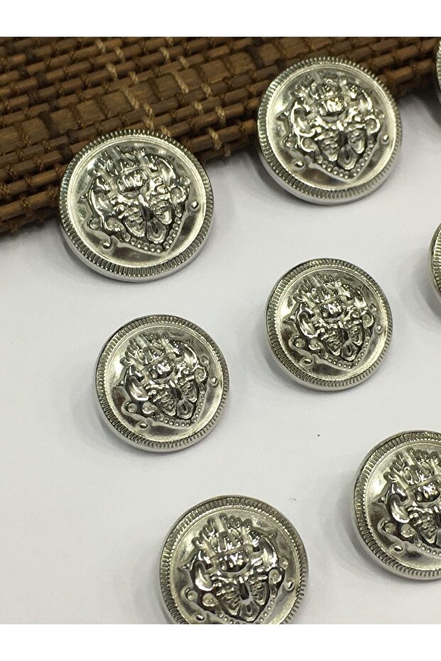 طقم أزرار سترة بليزر فضي / موديل الشعار - 8