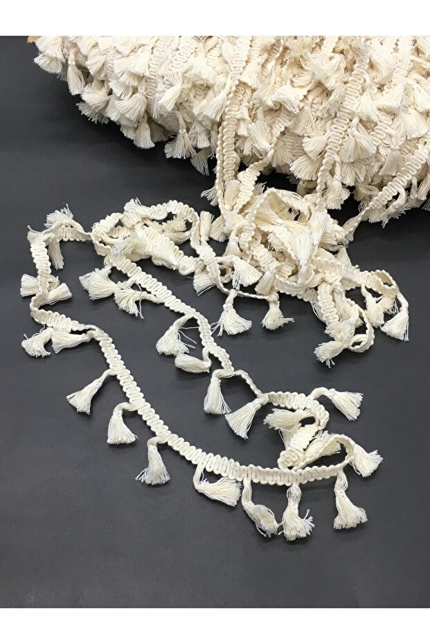 Cotton Tassel Ribbon Cream 3 Meters