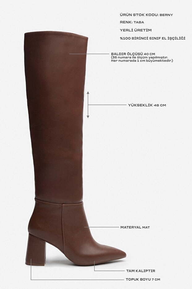 Berny Tan Matt hegyes orrú női sarkú csizma - 3