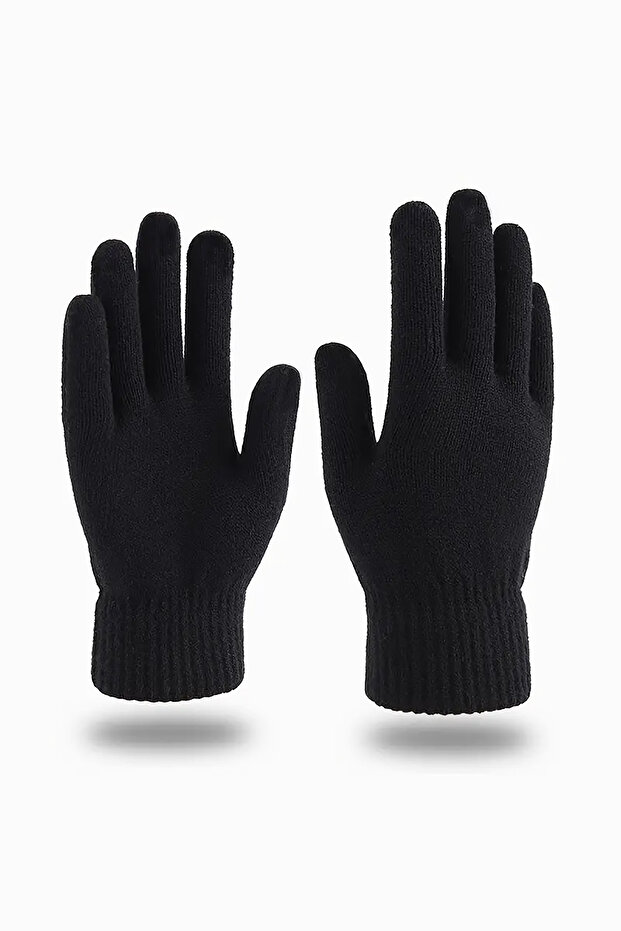 Erkek Triko Eldiven Siyah - 1