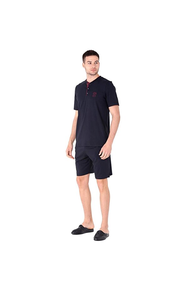 Shorts T-Shirt Pajama Set Navy Blue