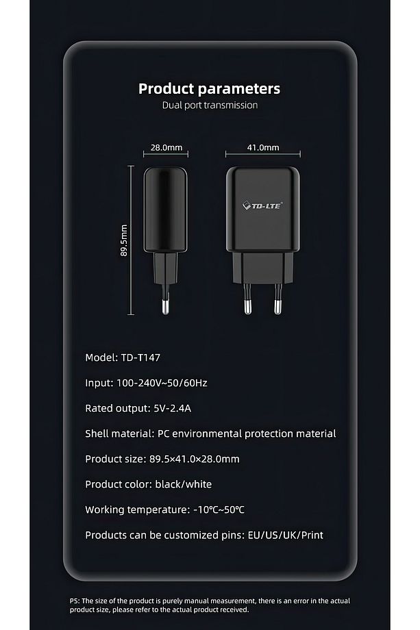 5v 2.4A Çift USB Çıkışlı Şarj Cihazı + 1mt lightning Kablo. Uyumlu - 5