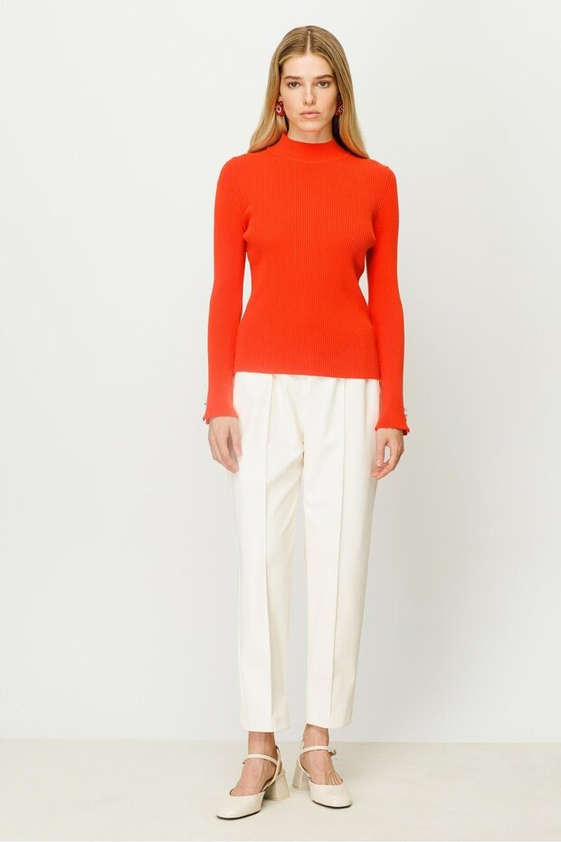 Selanik Triko Bluz Orange - 1