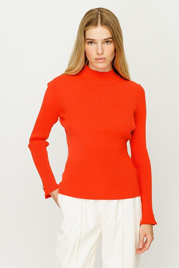 Selanik Triko Bluz Orange - 2