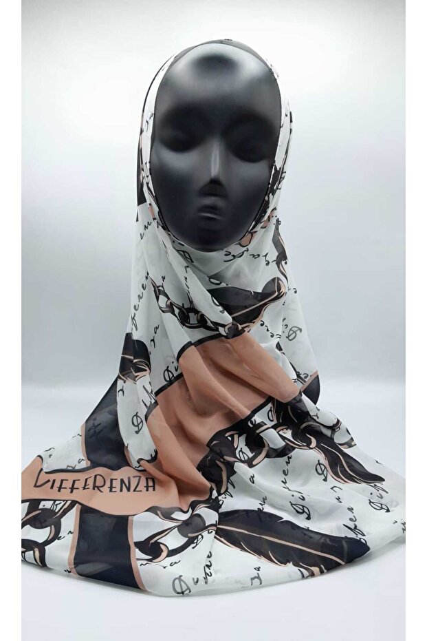 شال منقوش بسلسلة بيضاء - 1