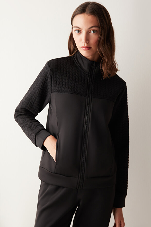 Kapitone Siyah Ceket - 3