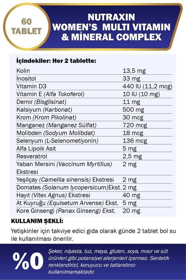 Kadınlar İçin Özel Üretilen Zaman Salınımlı Multivitamin 60 Tablet + 100ml Jel Hediye - 3