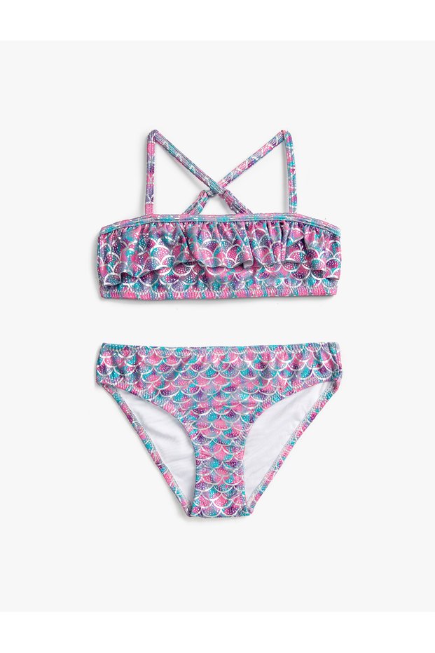 Bikini Set Shiny Strappy Ruffles