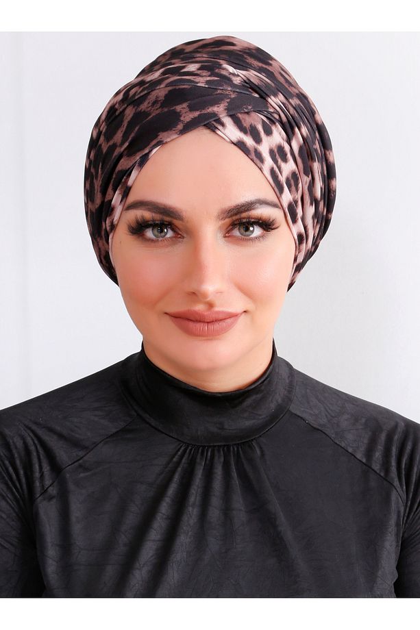 Leopar Desenli Dolama Bone - Bej - 5