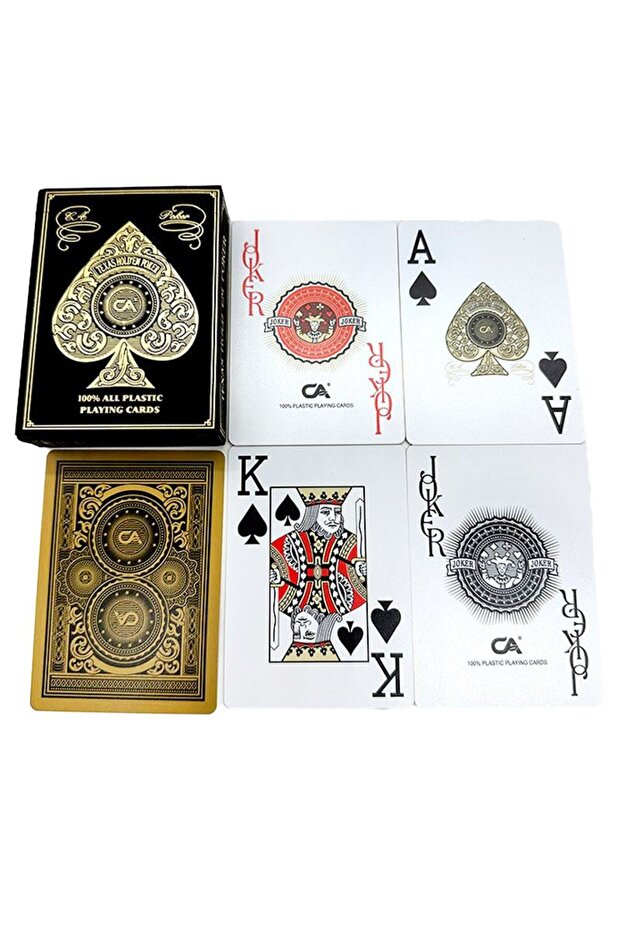 Gold Jumbo Plastic Waterproof Jumbo Blackjack Playing Card Game Paper Cin885Sr