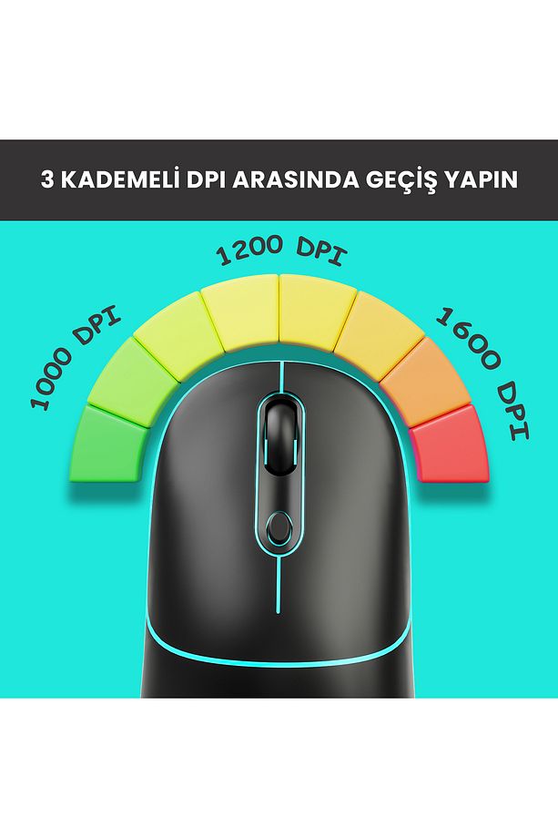 Ws210 Kablosuz 1600dpı 6 Tuşlu Çift Modlu Wifi Bluetooth Şarj Edilebilir Sessiz Optik Mouse Siyah - 4
