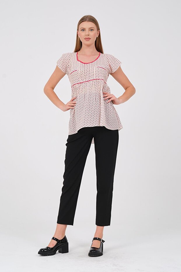 فوشيا حزام مستقيم بلوزة الأمومة - 1