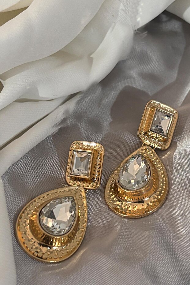 Light Drop Big Stone Dangle Earrings - 7